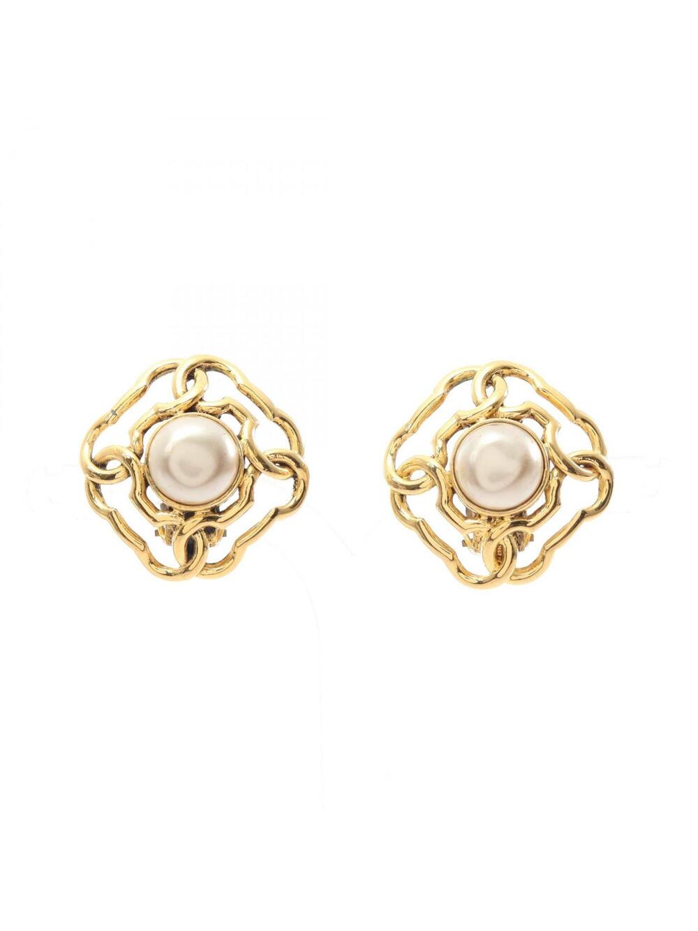 Chanel Earrings Pearl Gold-Tone Metal #319275C93B